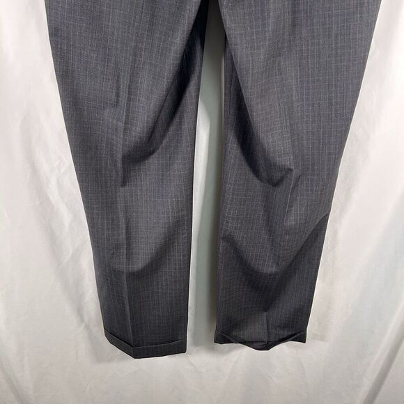 Ralph Ralph Lauren Dress Pants Men's 38x32 Grey Plaid Pleated Pockets Button Zip - Picture 7 of 8